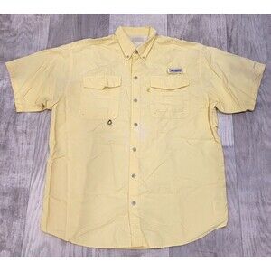 Columbia PFG Fishing Shirt Men's XXL Yellow Vented Omni-Shade Outdoors Sports